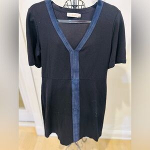 Tory Burch Black and Navy V-Neck dress